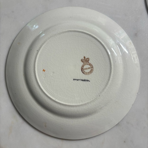 Set of 2 antique John Maddock and Sons 8” ceramic plates in Rustic pattern - Picture 6 of 11